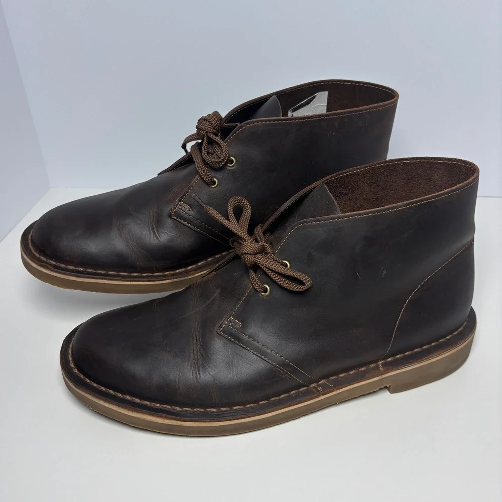Clarks Bushacre 2 Chukka‎ Desert Boots Mens Sz 11 Brown Beeswax Leather